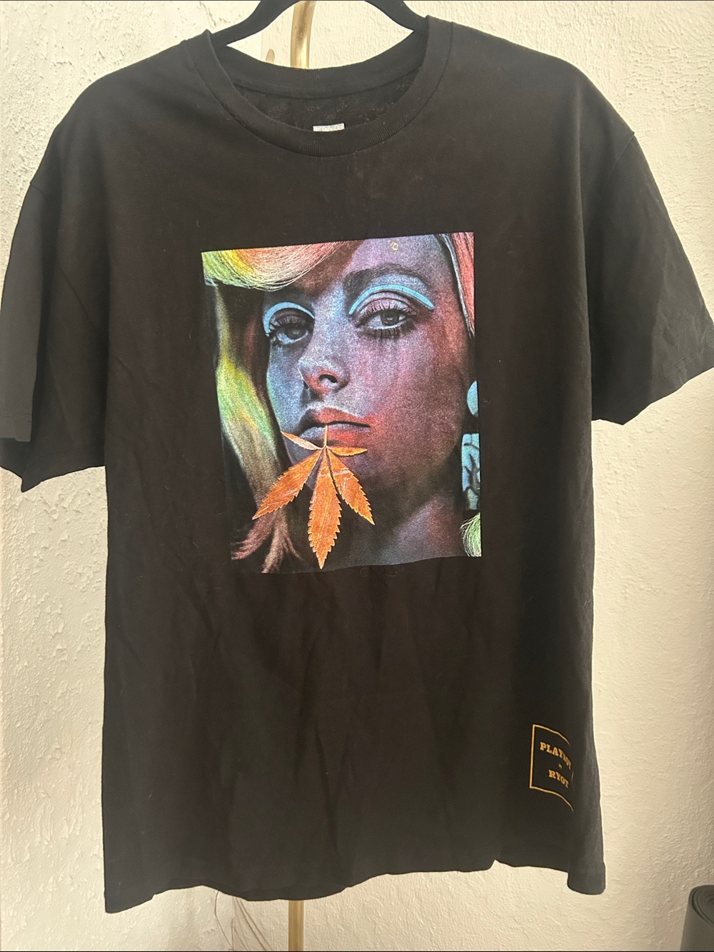 PLAYBOY Black Multicolor Portrait Art Print Tee